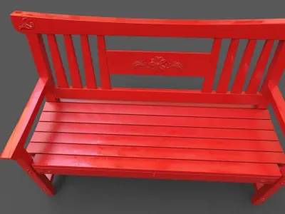Metal Bench Low-poly 3D model