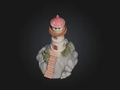 Lighthouse Haven  Guiding Light Amidst Endless Seas 3D model