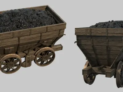 Coal Mine Cart Low-poly 3D model