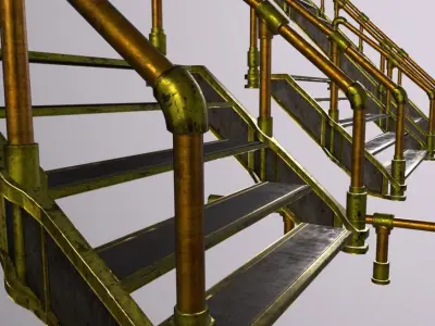 Stairs Steel Low-poly 3D model