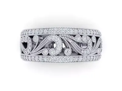 Wedding Band With Filigree Design Womens Bridal 3DM 3D print model