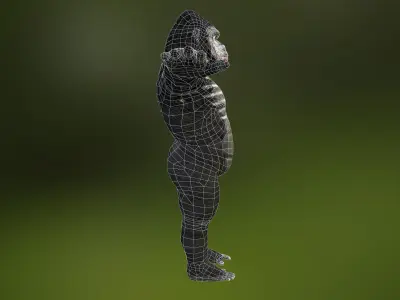 Gorrila warrior with weapons game ready model with pbr textures Low-poly 3D model