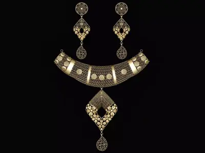 AMEICAN STYLE WEDDING NECKLACE SET 3D PRINTABLE MODEL  3D print model