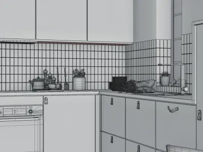 Blue Kitchen - Realistic Interior Scene 3D model