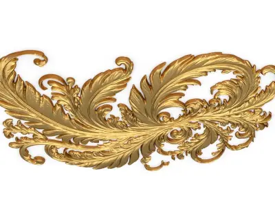 feather decor set wall mural 09 3D model