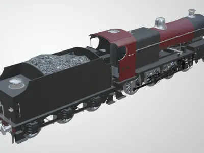 Train - Steam Locomotive Low-poly 3D model