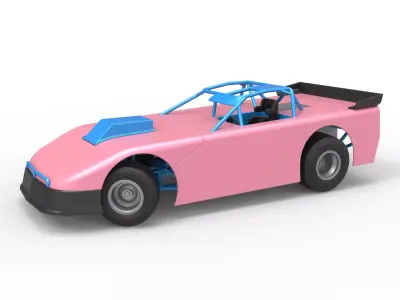 New Zealand Super Saloon race car while turning V2 Scale 1 to 25 3D print model