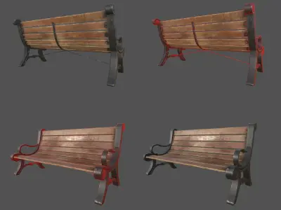 Benches Pack - Gameready Asset Low-poly 3D model