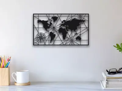 World Map Wall Art 3D print model order