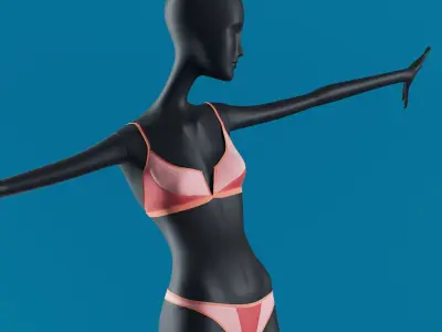 Woman Swimsuit VS V-splice Bralette Red 3D model
