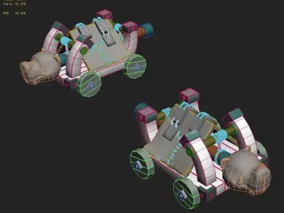 Cartoon version - Polar bear siege car 3D model