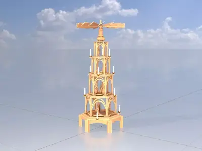 Christmas pyramid version 1 without animation Low-poly 3D model
