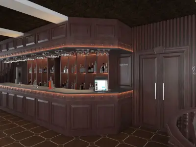 Classic interior design of Lounge Low-poly 3D model
