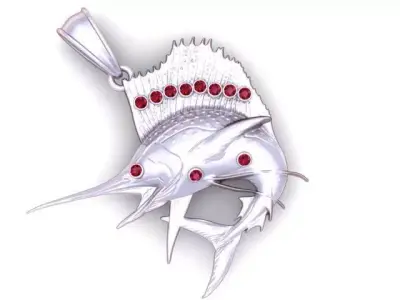 Gold Marlin Pendant 3D printable model   3D print model