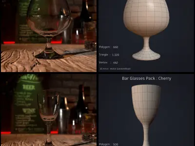 Bar Glass Pack Low-poly 3D model
