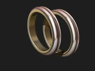 double metal wedding ring Free 3D print model