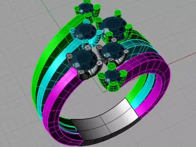 Golden Luxury Women Ring With Roundl Diamond 3D print model 3D print model