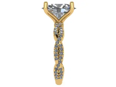 Oval shape Twisted Ring with pave setting on shank 3D print model
