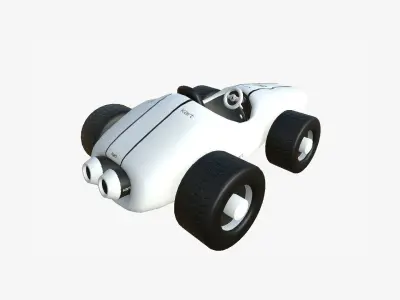 Cartoon Kart F08 White - Vehicle Racing Design Low-poly 3D model