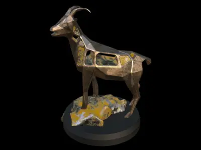 Steampunk Goat Rock Low-poly 3D model