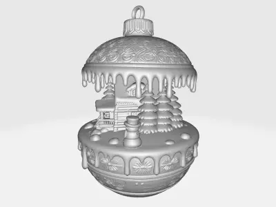 Charming Winter Cabin Christmas Ornament Snowy Holiday Village  3D print model