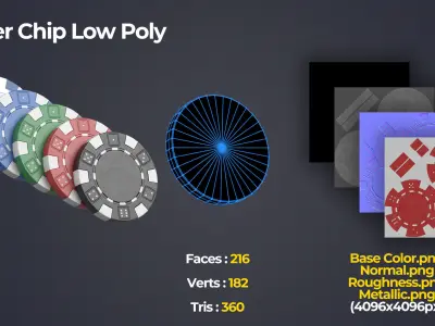 Poker Chips Low-poly 3D model