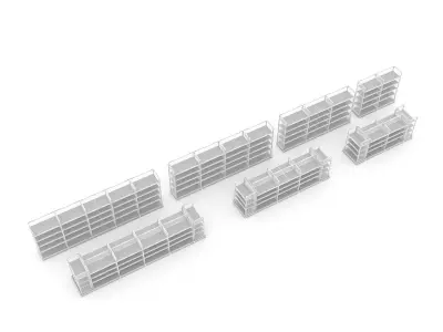 3D various market stands model Low-poly 3D model