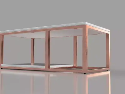 Modern rectangular Marble and metal table Free 3D model