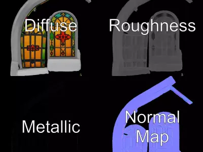 Vibrant Stained Glass Window model pack Low-poly 3D model