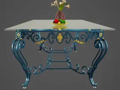 Wrought iron rectangular table 3D model