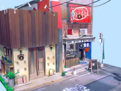 Japanese Restaurant Inakaya Low-poly 3D model