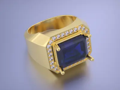 Men Emerald diamond Ring 3D print model