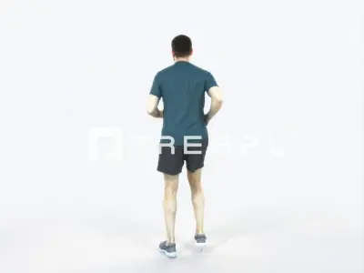 Portrait 07K Running Jogging Football Sports Man Low-poly 3D model