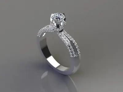 Ladies Engagement Solitaire Diamond Ring 3D Model 3D print model