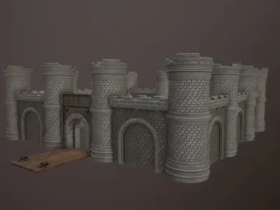 Castle Walls Low-poly 3D model