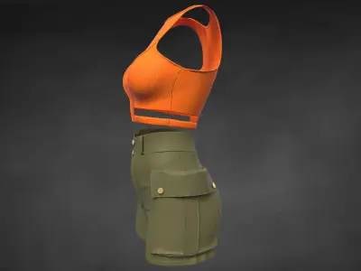 cargo short and  crop top  3D model