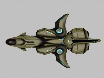 spaceship scout green  Low-poly 3D model
