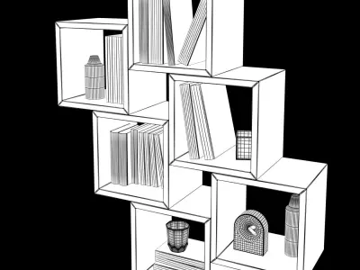 Wall Bookcase 3D model purchase