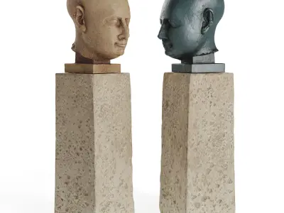 Ancient Egyptian head sculpture Low-poly 3D model