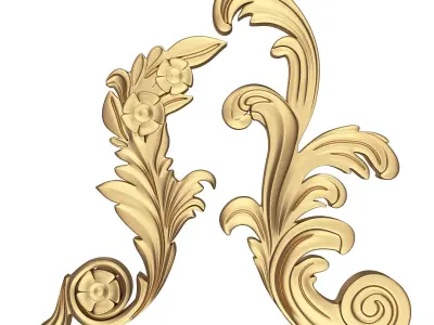 Corner Carved Plaster Molding Decoration 06 Low-poly 3D model