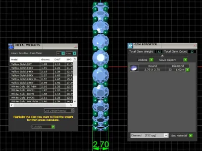 U Shaped Eternity Ring 2 point 7 mm stone size swiss 11 and EU51 3D print model
