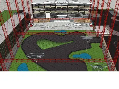 Golf Go karting and a Club all in once entertainment center 3D model