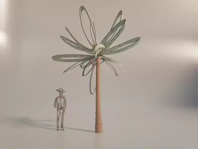 Conceptual palm tree S1Bv3 Low-poly 3D model