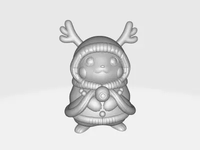 Reindeer Pikachu Christmas 3D Print Festive Pikachu Figurine 3D print model