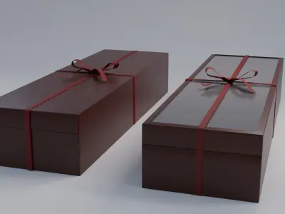 Gift Box Rectangle shape with Ribbon Low-poly 3D model