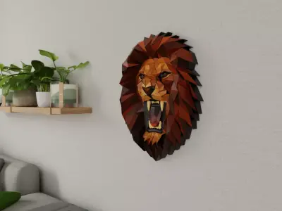 Polygonal  Lion Wall Art 3D print model