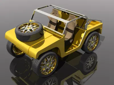 24K Gold Jeep Test Free 3D model