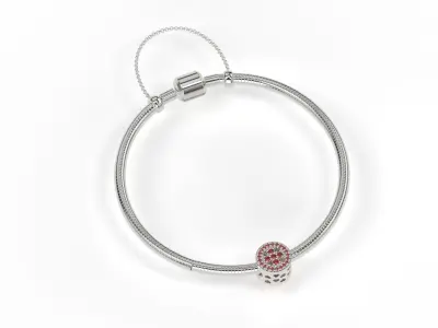 Rounded Charm with Hearts and Gems 3D print model