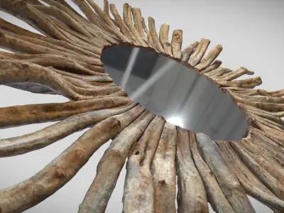 3D scanned firniture - Driftwood mediterranean Mirror Low-poly 3D model