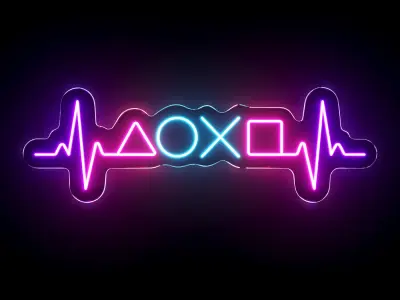 Gamer Heartbeat Neon Sign 3D model